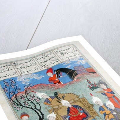 Ms D-184 fol.146a A messenger brings news to Siavosh of the birth of his son by Persian School