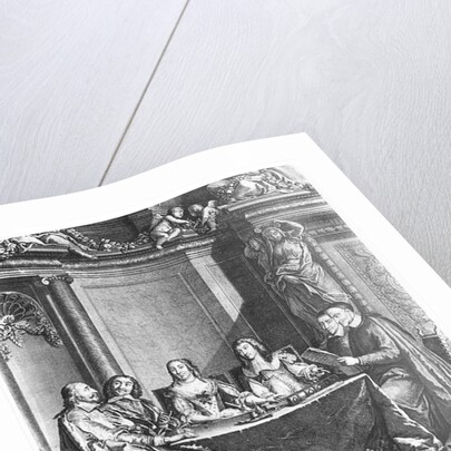 St. Vincent de Paul and Cardinal Jules Mazarin at the Conseil de Conscience of Louis XIV engraved by Gerard Scotin c.1660 by French School