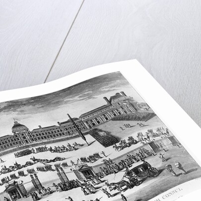 Napoleon Bonaparte First Consul, Reviewing his Troops in the courtyard of the Tuileries Palace by Claude Louis Desrais