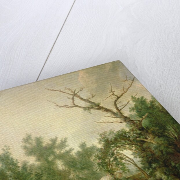 Peasant Woman Washing Clothes near a Bridge by Jean-Baptiste Huet