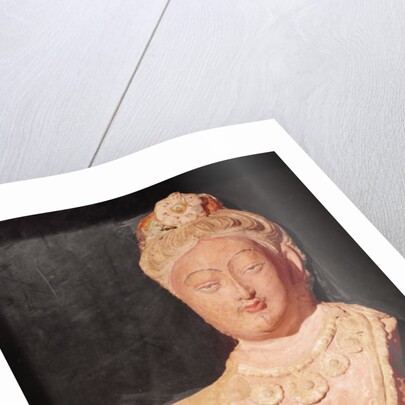 Head and bust of a Bodhisattva in princely costume, from Kumtura, Xinjiang, 7th-8th century by School Chinese