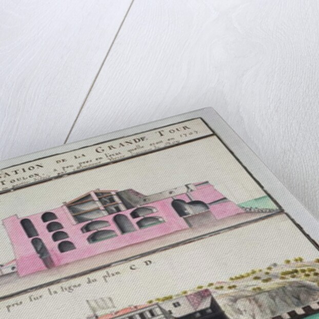 Ms 508/131 K fol.107 Cross-section and elevation of the harbour tower at Toulon by Claude Masse