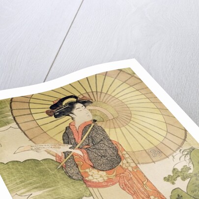 Standing woman with a parasol by Toyokuni II