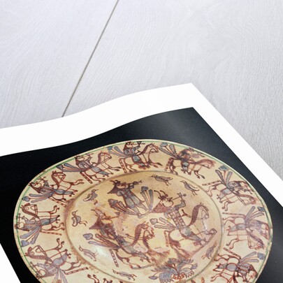 Dish with horsemen smoking pipes, Giroussens Workshop by French School