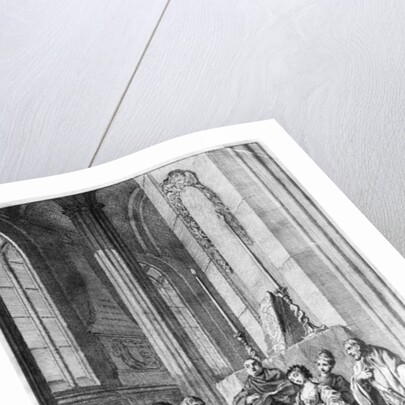 Claudio accusing Hero of faithlessness, Act IV Scene i from 'Much Ado About Nothing' by William Shakespeare engraved by Hubert Gravelot by Francis Hayman