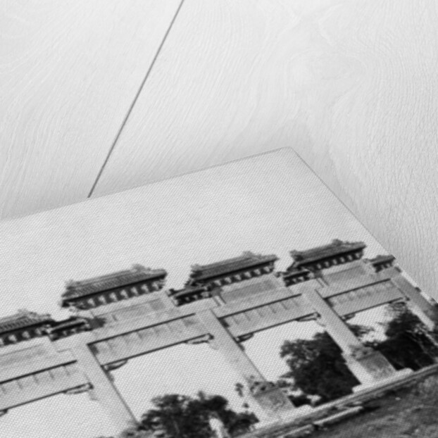Marble gate of the north entrance of the Tombs of the Ming Dynasty, Peking, China by French Photographer