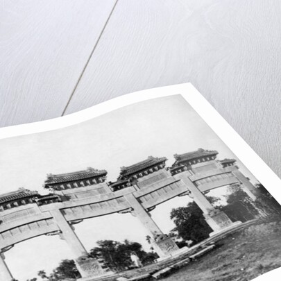Marble gate of the north entrance of the Tombs of the Ming Dynasty, Peking, China by French Photographer