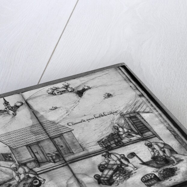 Silver mine of La Croix-aux-Mines, Lorraine, fol.14v and fol.15r, breaking and carrying the ore, c.1530 by Heinrich Gross or Groff