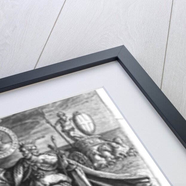 Discovery of America with portraits of Amerigo Vespucci and Christopher Columbus engraved by Jan Collaert printed by Philipp Galle c.1600 by Jan van der Straet