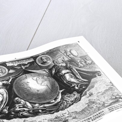 Discovery of America with portraits of Amerigo Vespucci and Christopher Columbus engraved by Jan Collaert printed by Philipp Galle c.1600 by Jan van der Straet