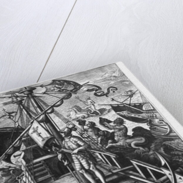 Christopher Columbus on board his caravel, discovering America by Jan van der Straet