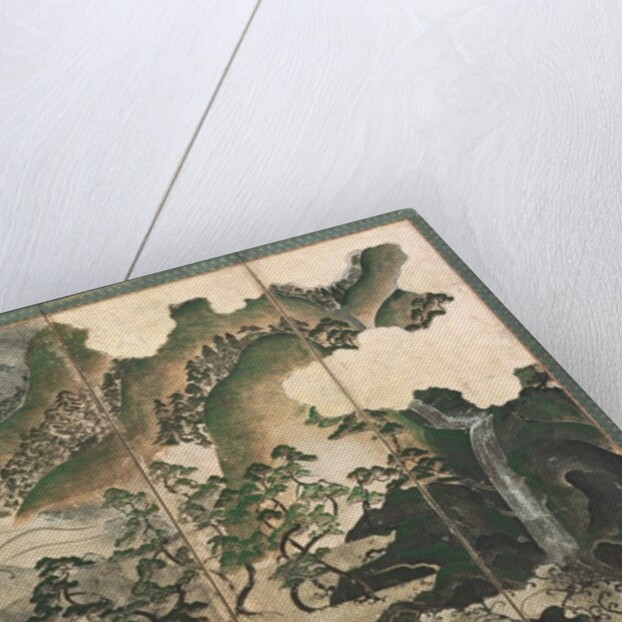 Moonlight Winter Landscape, part of a six panel folding screen by School Japanese