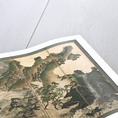 Moonlight Winter Landscape, part of a six panel folding screen by School Japanese