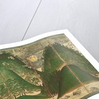 Spring Landscape with Sun, part of a six panel folding screen by School Japanese