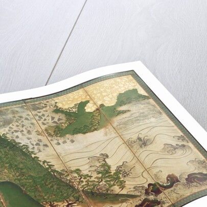 Spring Landscape with Sun, part of a six panel folding screen by School Japanese