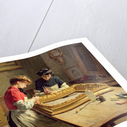 Interior of a Frame Gilding Workshop by Louis Emile Adan