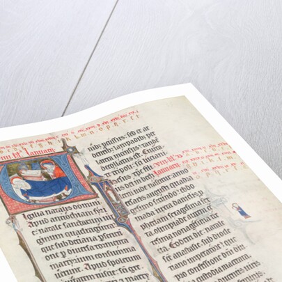 Ms.838 fol.55 Historiated initials 'U' and 'I' depicting the Nativity and the Infant Christ by French School