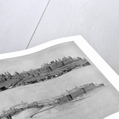 View of Carcassonne from the west side, State of the fortifications and the city in 1853 by Eugene Emmanuel Viollet-le-Duc