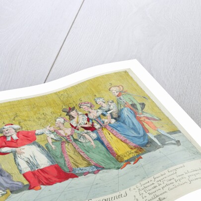 Presentation of the Mares to the Holy Father, caricature of the introduction of Adelaide and Victoire de France to the Pope, 17th April 1791 by French School