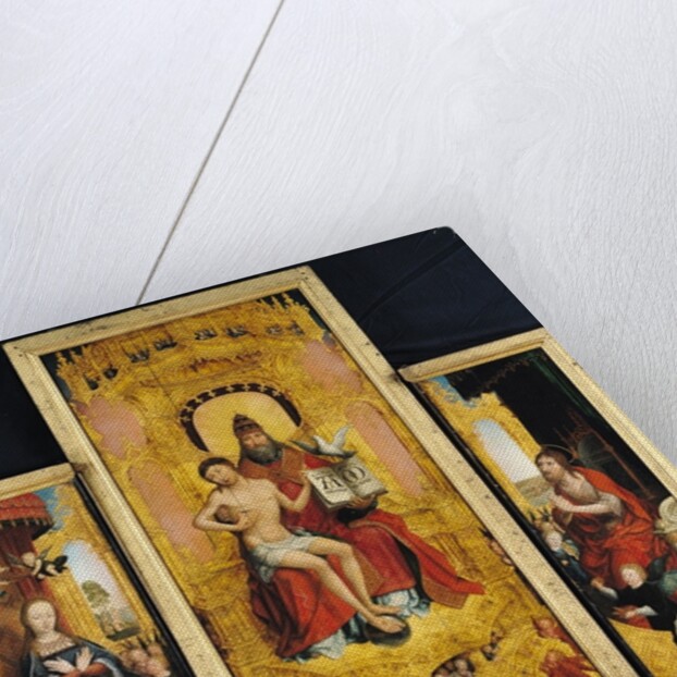 Polyptych of the Glorification of the Holy Trinity, central panel depicting the Trinity, the Virgin and St. John the Baptist, c.1509-16 by Jean the Elder Bellegambe