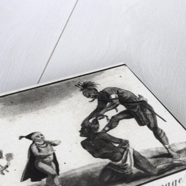 The Chief of the Savages Dressed as a European, a Child and a Savage Scalping his Enemy by Jacques Grasset de Saint-Sauveur