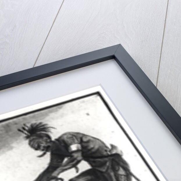 The Chief of the Savages Dressed as a European, a Child and a Savage Scalping his Enemy by Jacques Grasset de Saint-Sauveur