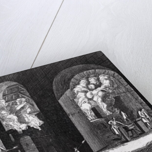 Interior of a Glass Factory by French School