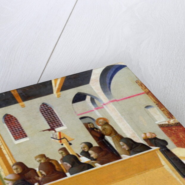 The Damnation of the Soul of the Miser of Citerna, predella panel from the polyptych of San Francesco di Borgo San Sepolcro, 1426-44 by Sassetta