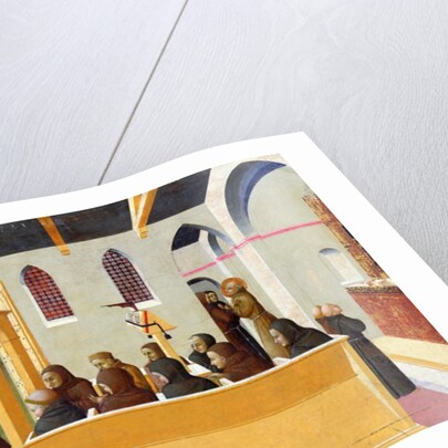 The Damnation of the Soul of the Miser of Citerna, predella panel from the polyptych of San Francesco di Borgo San Sepolcro, 1426-44 by Sassetta