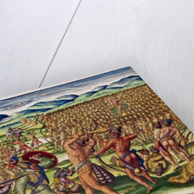 The French Help the Indians in Battle by Jacques Le Moyne