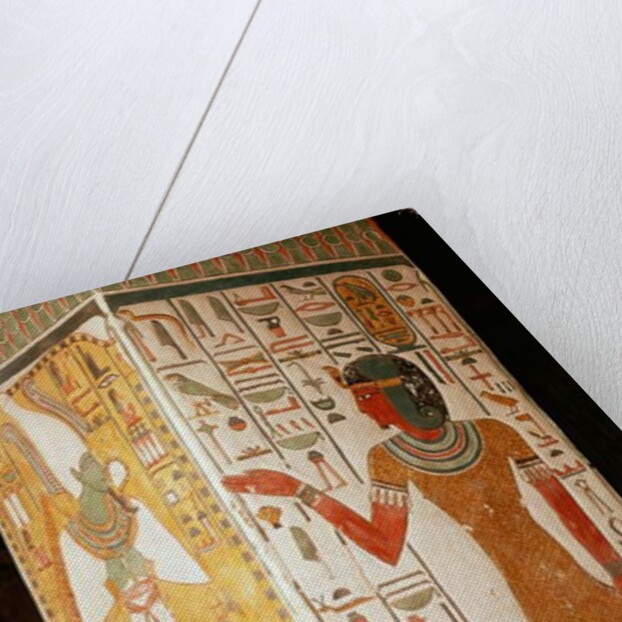 Pillar depicting Osiris and a priest wearing a panther skin by Egyptian 19th Dynasty