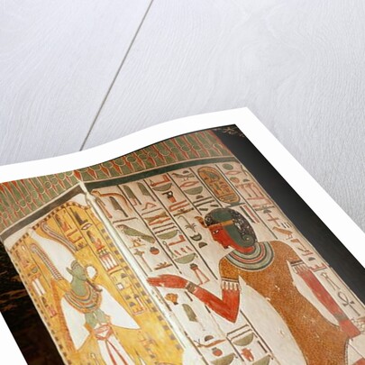 Pillar depicting Osiris and a priest wearing a panther skin by Egyptian 19th Dynasty