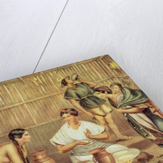 Indians Preparing Tortillas by Julio Michaud (after)