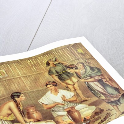 Indians Preparing Tortillas by Julio Michaud (after)