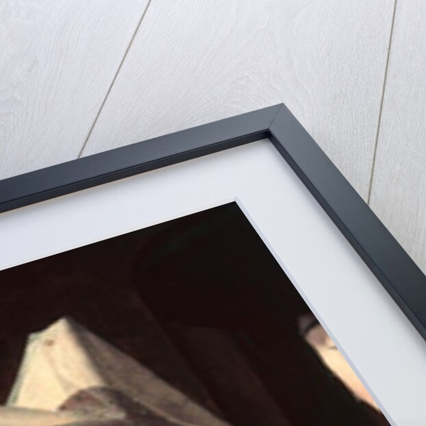 St. Eligius as a goldsmith showing a ring to the engaged couple, detail of the fiancee, 1449 by Petrus Christus