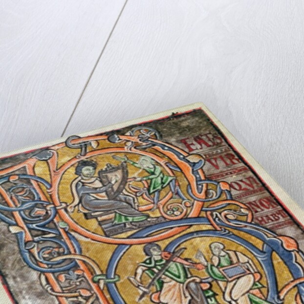 Ms 3 fol.255 Historiated initial 'B' depicting King David by French School