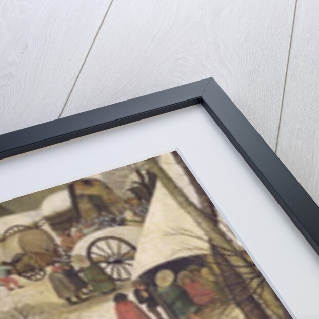 The Census at Bethlehem, detail of children playing on the frozen river by Pieter the Elder Bruegel