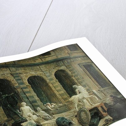 A Man Drawing Antiques in Front of the Petite Galerie of the Louvre, 1781 by Hubert Robert