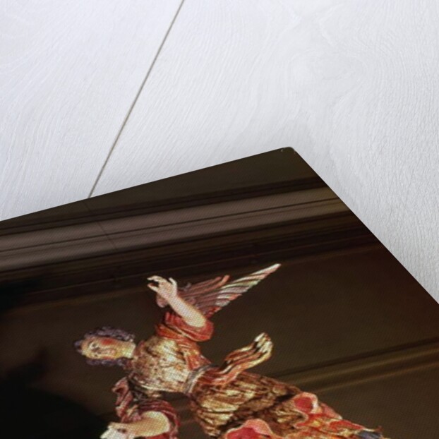 An angel above the altarpiece of the Chapel of St. Joseph by Mexican School