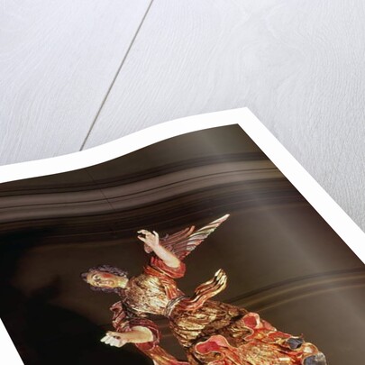 An angel above the altarpiece of the Chapel of St. Joseph by Mexican School