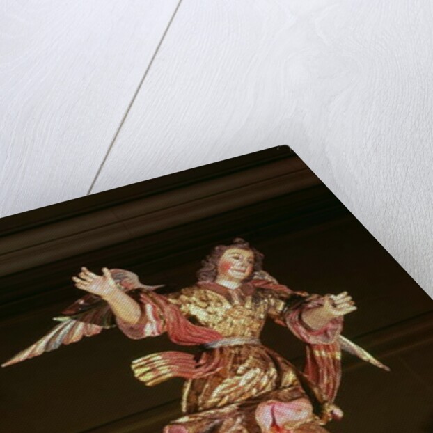 An angel above the altarpiece of the Chapel of St. Joseph by Mexican School