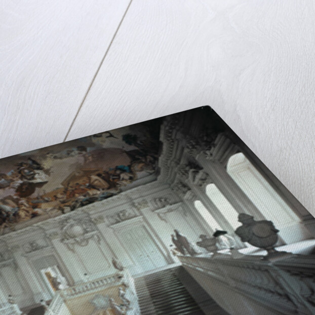 Grand Staircase with frescoed vault, Wurzburg Residence, Germany, by architect Johann Balthasar Neumann, built 1719-44 by Balthasar Neumann