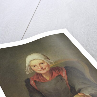 An Old Woman Spinning by French School