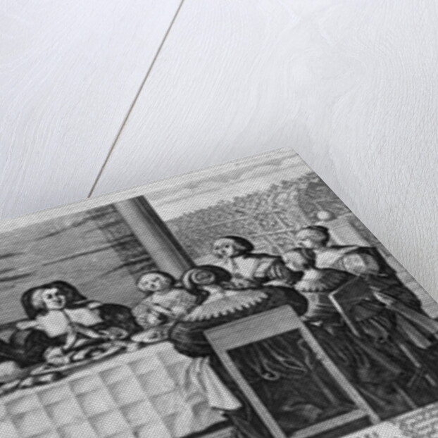 A Protestant family blessing the meal by Abraham Bosse