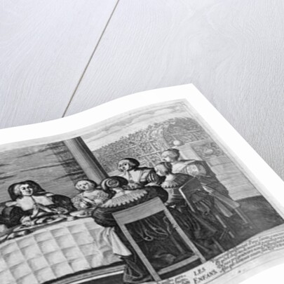 A Protestant family blessing the meal by Abraham Bosse