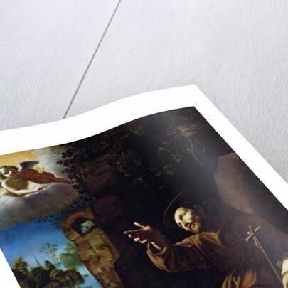 St. Francis of Assisi Consoled by an Angel Musician by Italian School