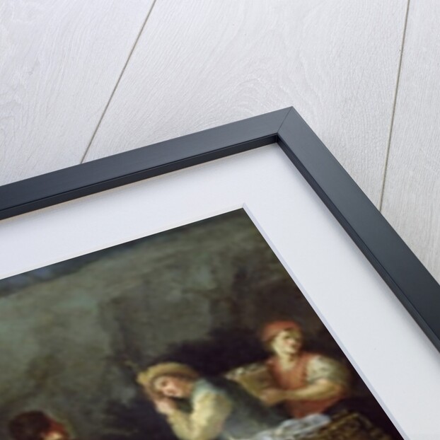 Young Girl Offering Eggs to a Group of Monks by Giuseppe Gambarini