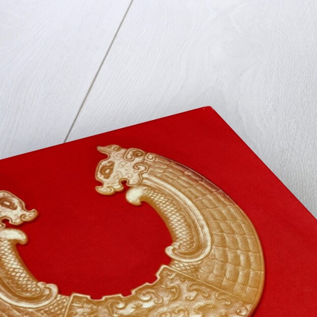 Plaque with two dragons and a Tao-tie mask by School Chinese