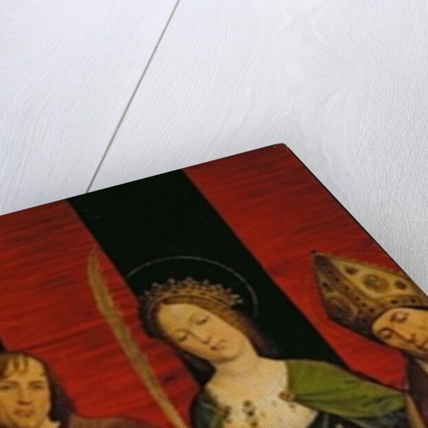 Triptych of Moses and the Burning Bush, right panel depicting Jeanne de Laval with St. John, St. Catherine and St. Nicholas, c.1476 by Nicolas Froment