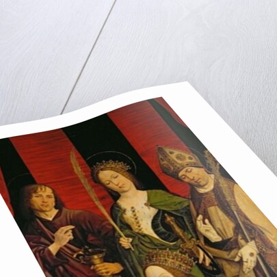 Triptych of Moses and the Burning Bush, right panel depicting Jeanne de Laval with St. John, St. Catherine and St. Nicholas, c.1476 by Nicolas Froment